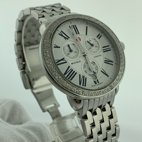 MICHELE Diamond Dial Round Face Chron .60ct Ladies